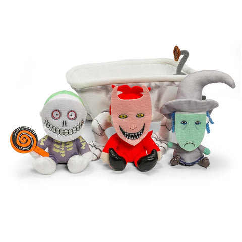 THE NIGHTMARE BEFORE CHRISTMAS LOCK, SHOCK, AND BARREL PLUSH SET