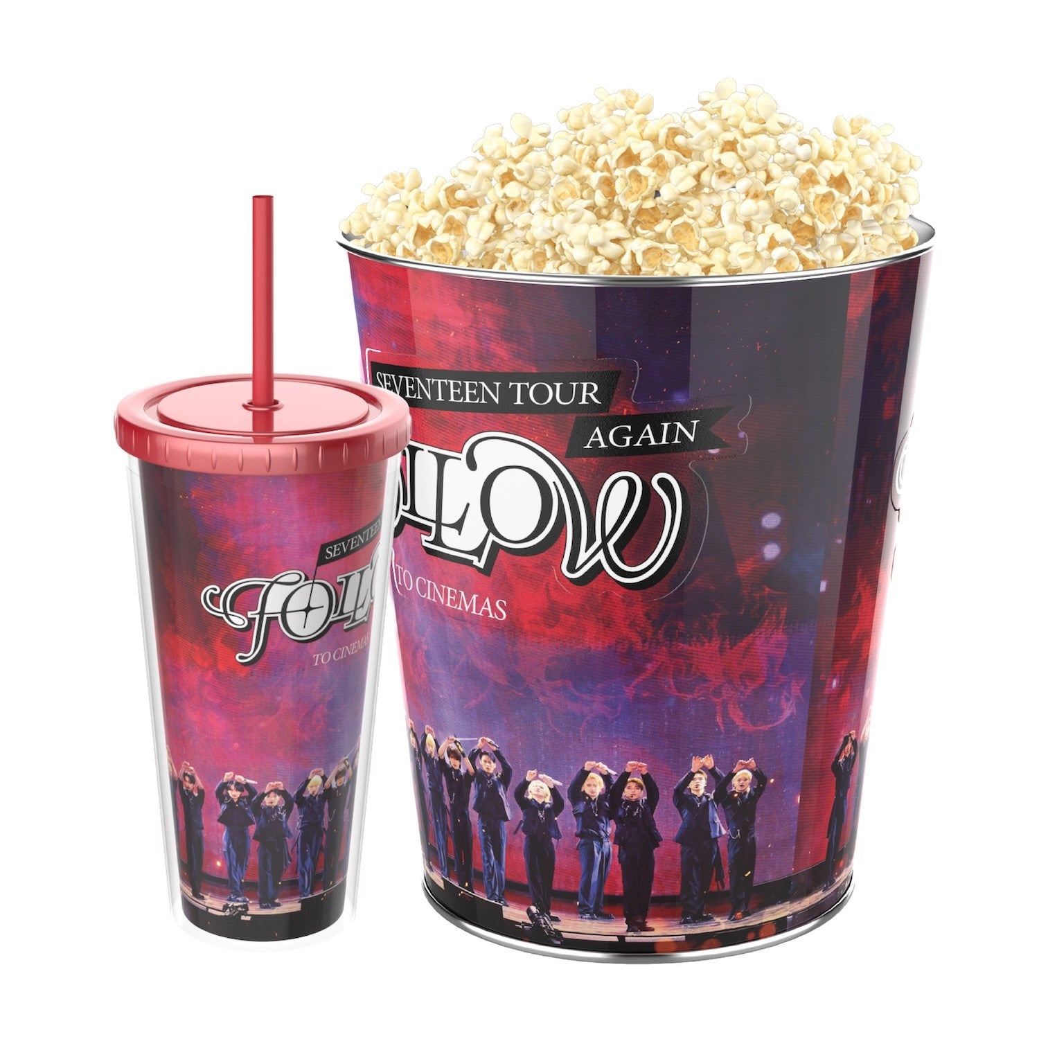 Seventeen Popcorn Tin & Double-Wall Cup set