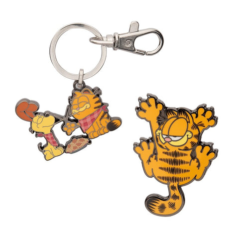 Garfield & Odie Pasta Keychain and Garfield Pin