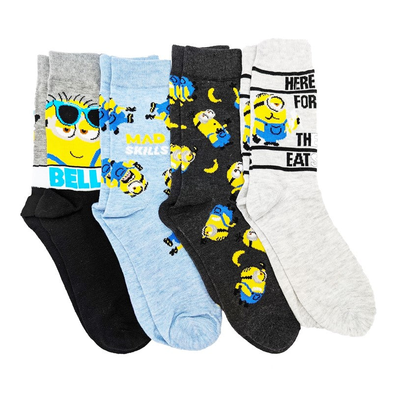 Minions 4-PK Crew Men's Socks