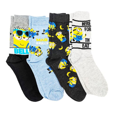 Minions 4-PK Crew Men's Socks